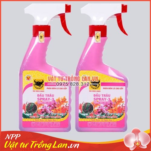 2 chai phân bón dưỡng hoa Đầu Trâu Spray-3 dùng cho Lan 500ml